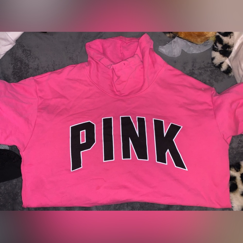 pink victoria secret cowl neck hoodie